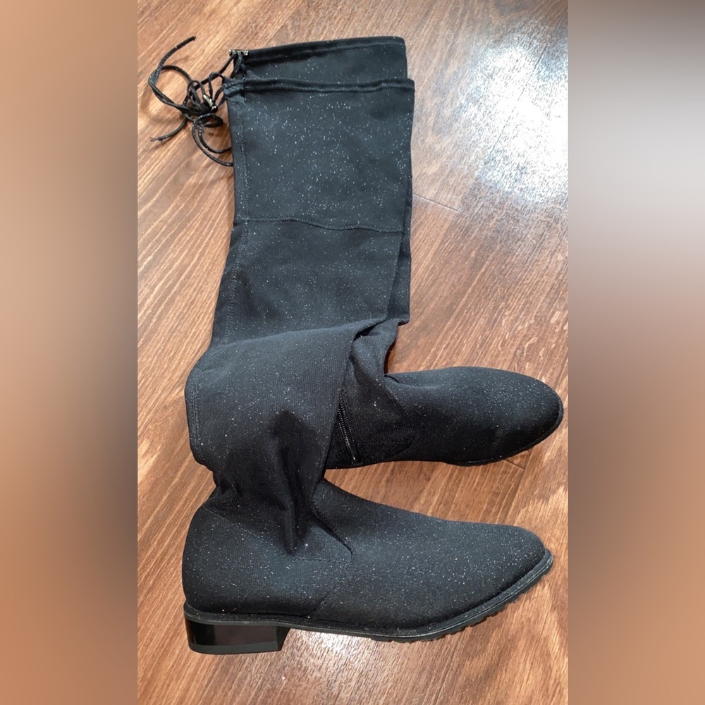 Beautiful Black Thigh High Boots with Sparkles